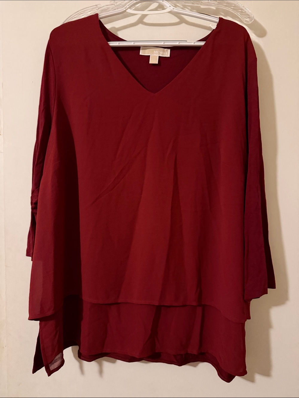 MICHAEL Michael Kors Burgundy Layered V-Neck Tunic